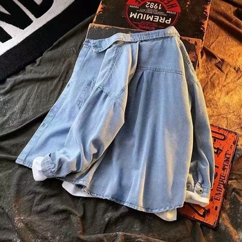 Παιδικό τζιν πουκάμισο για αγόρια – Καρό μοτίβο, Μακρύ μανίκι, Βαμβάκι 91–95%, Άνοιξη και Φθινόπωρο