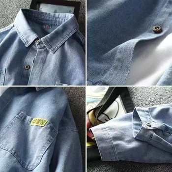 Παιδικό τζιν πουκάμισο για αγόρια – Καρό μοτίβο, Μακρύ μανίκι, Βαμβάκι 91–95%, Άνοιξη και Φθινόπωρο