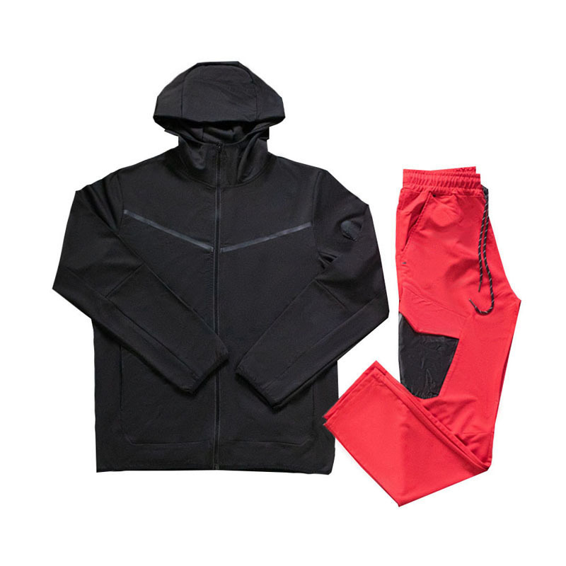 Мъжки двучастов спортен комплект с качулка, V-образно деколте и дълги ръкави, полиестер 95%, за пролет и есен