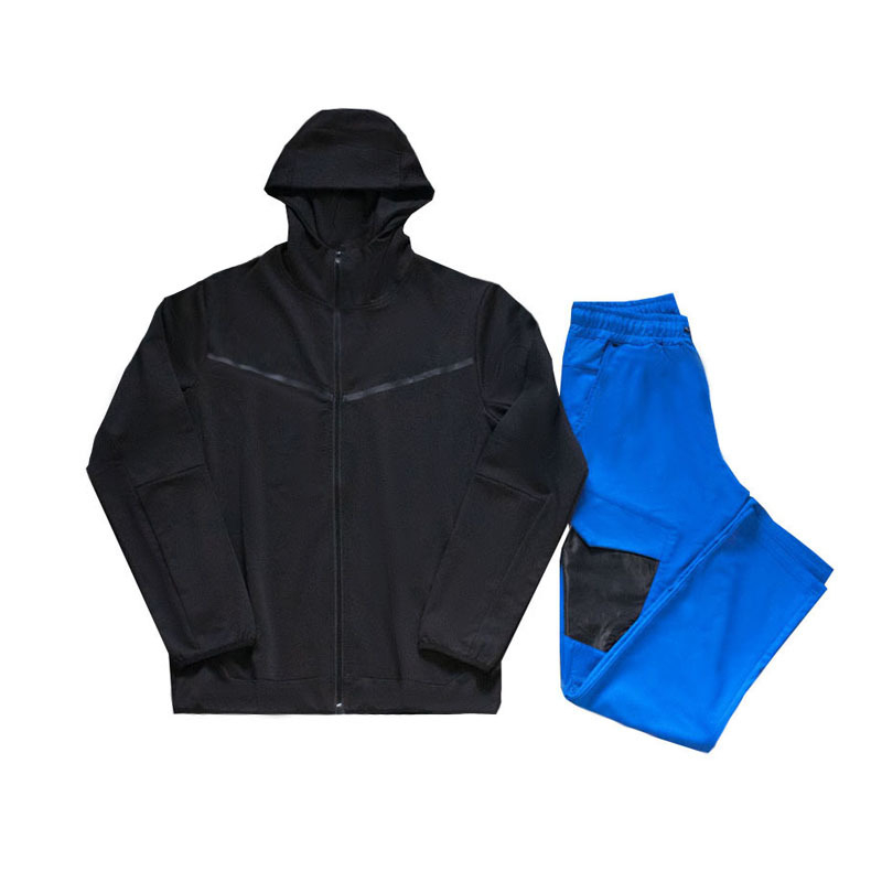 Мъжки двучастов спортен комплект с качулка, V-образно деколте и дълги ръкави, полиестер 95%, за пролет и есен