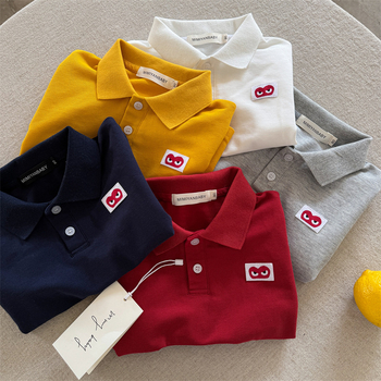 Unisex βαμβακερό polo πουκάμισο με κέντημα, καλοκαίρι 2025