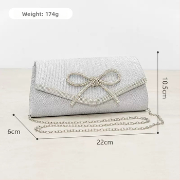 Večernja clutch inspirirana Europom i Amerikom s kristalima, plisirana mašna, PU mini kvadratna torbica