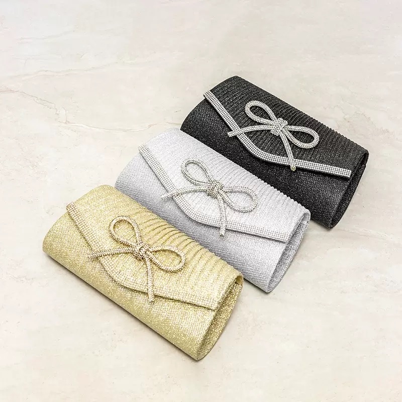 Večernja clutch inspirirana Europom i Amerikom s kristalima, plisirana mašna, PU mini kvadratna torbica