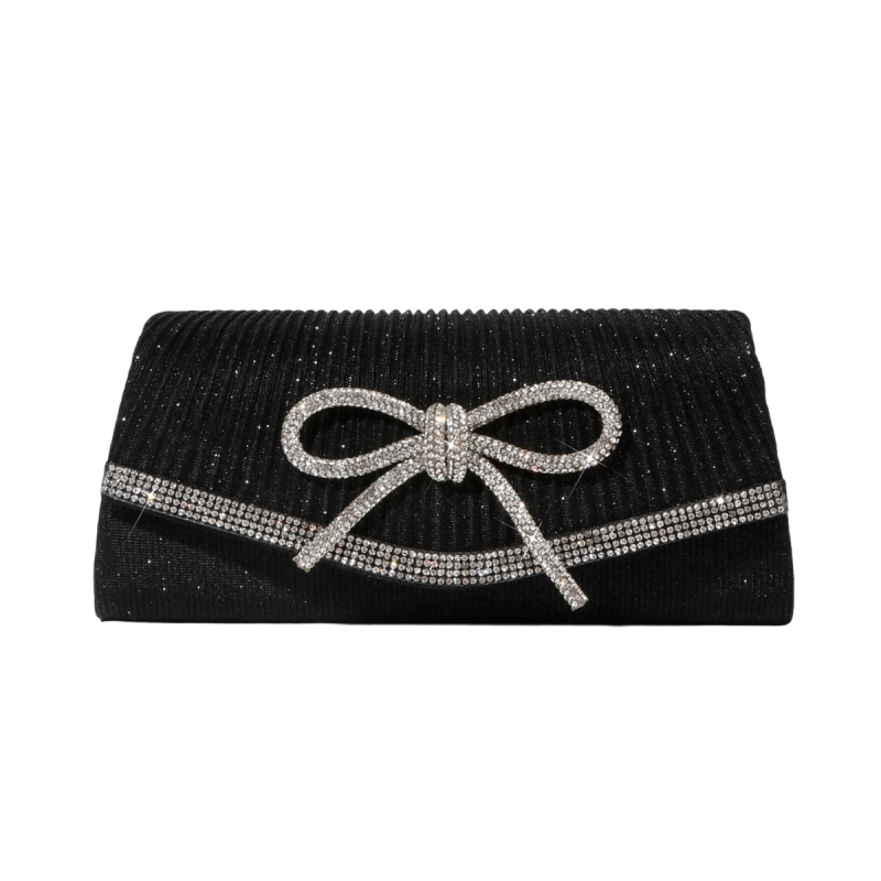 Večernja clutch inspirirana Europom i Amerikom s kristalima, plisirana mašna, PU mini kvadratna torbica