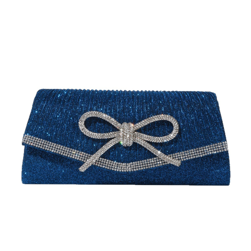 Večernja clutch inspirirana Europom i Amerikom s kristalima, plisirana mašna, PU mini kvadratna torbica