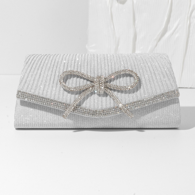 Večernja clutch inspirirana Europom i Amerikom s kristalima, plisirana mašna, PU mini kvadratna torbica