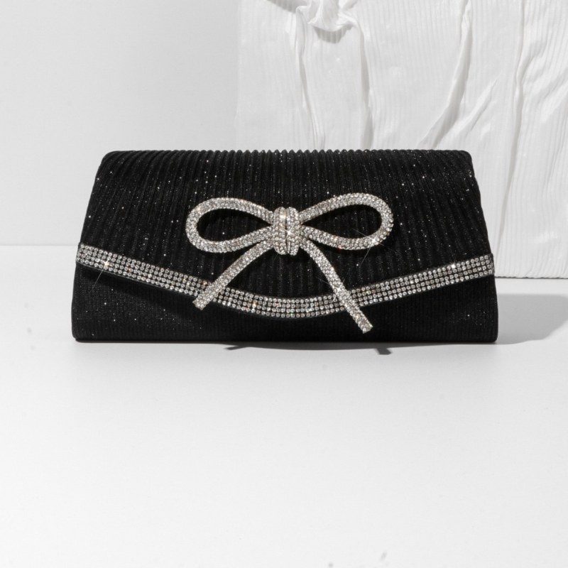Večernja clutch inspirirana Europom i Amerikom s kristalima, plisirana mašna, PU mini kvadratna torbica