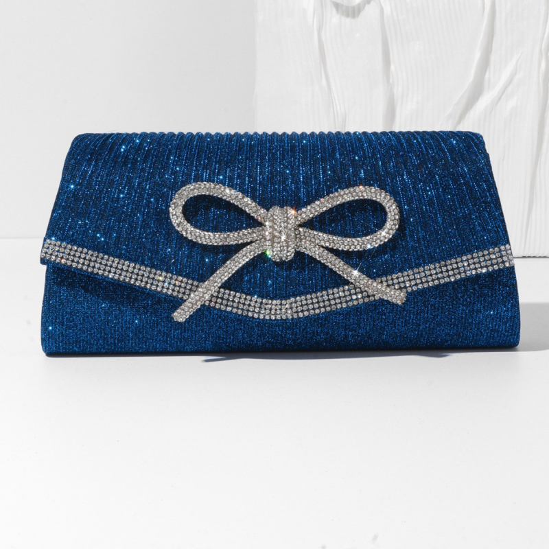 Večernja clutch inspirirana Europom i Amerikom s kristalima, plisirana mašna, PU mini kvadratna torbica