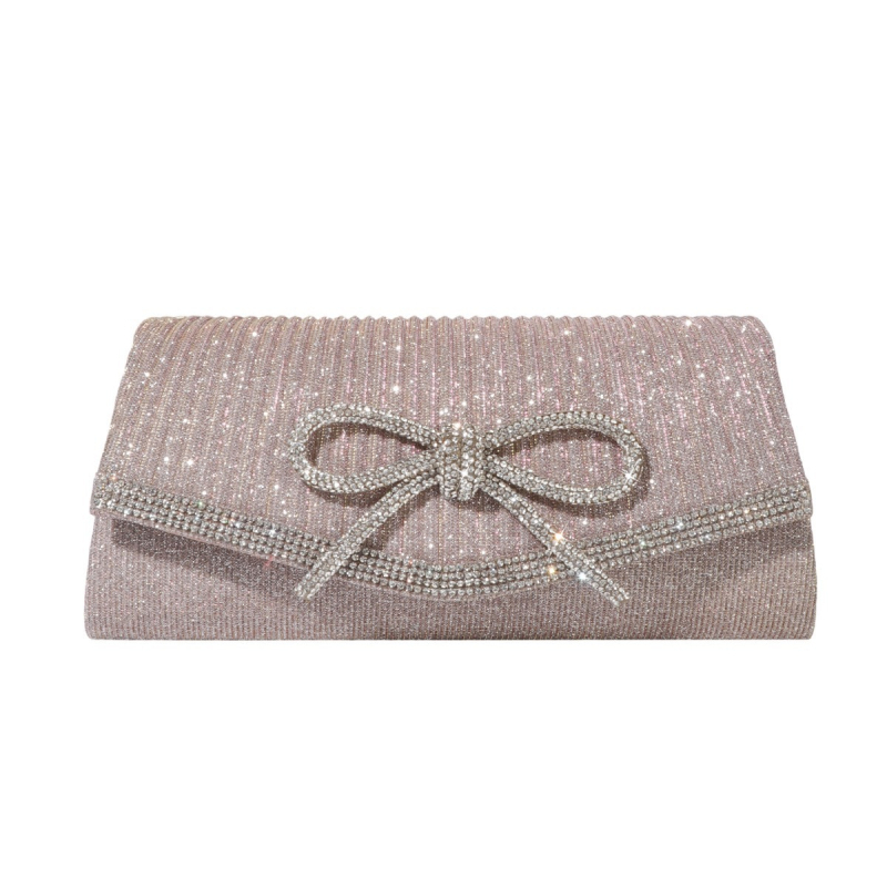 Večernja clutch inspirirana Europom i Amerikom s kristalima, plisirana mašna, PU mini kvadratna torbica