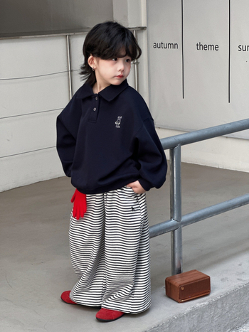 Παιδικό πουκάμισο πόλο, κορεατικού στυλ, τύπωμα καρτούν, μακριά μανίκια, βαμβάκι, unisex, φθινόπωρο 2025