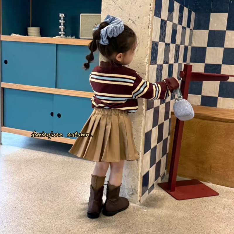 Παιδικό πόλο shirt με ρίγες, από βαμβάκι, μακριές μανίκια, άνετη χαλαρή γραμμή, unisex, ηλικίες 3–8 ετών