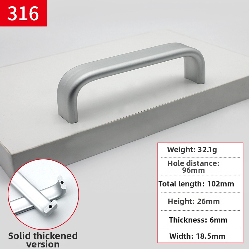 Mâner pentru mobilier din aliaj de aluminiu, design tip bară, finisaj anodizat, model 316, stil modern minimalist, montaj pe suprafață