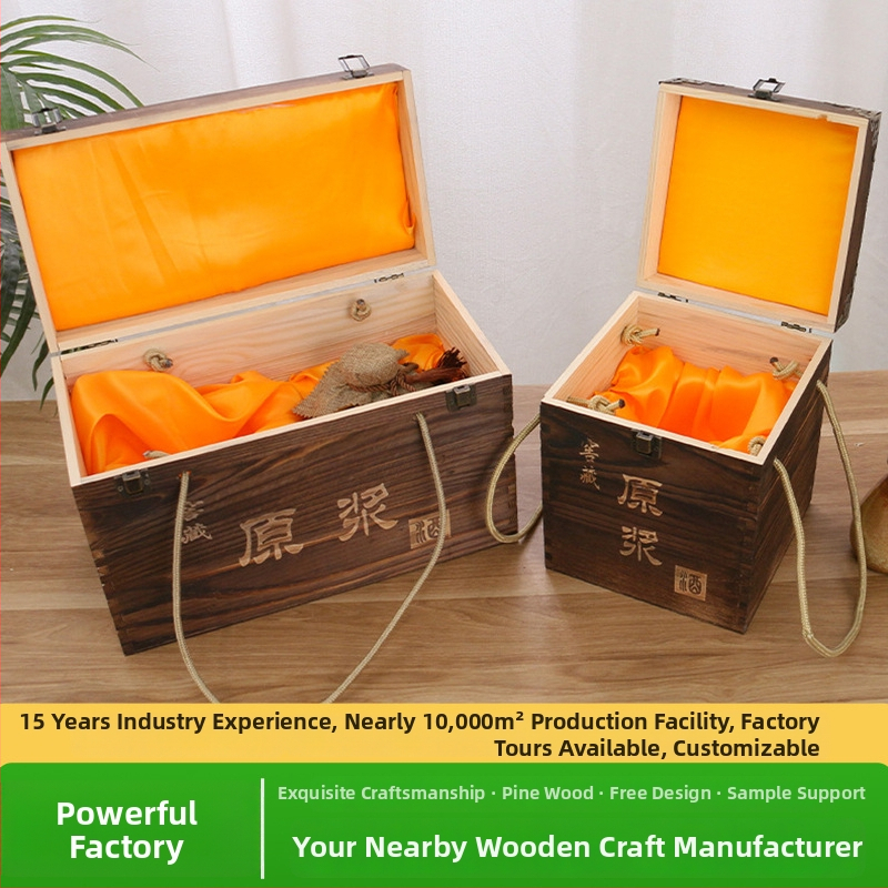 Drevená škatuľka na víno pre dve fľaše, gravírovaná, prírodné drevo, prispôsobiteľná výstelka, model JXQ509