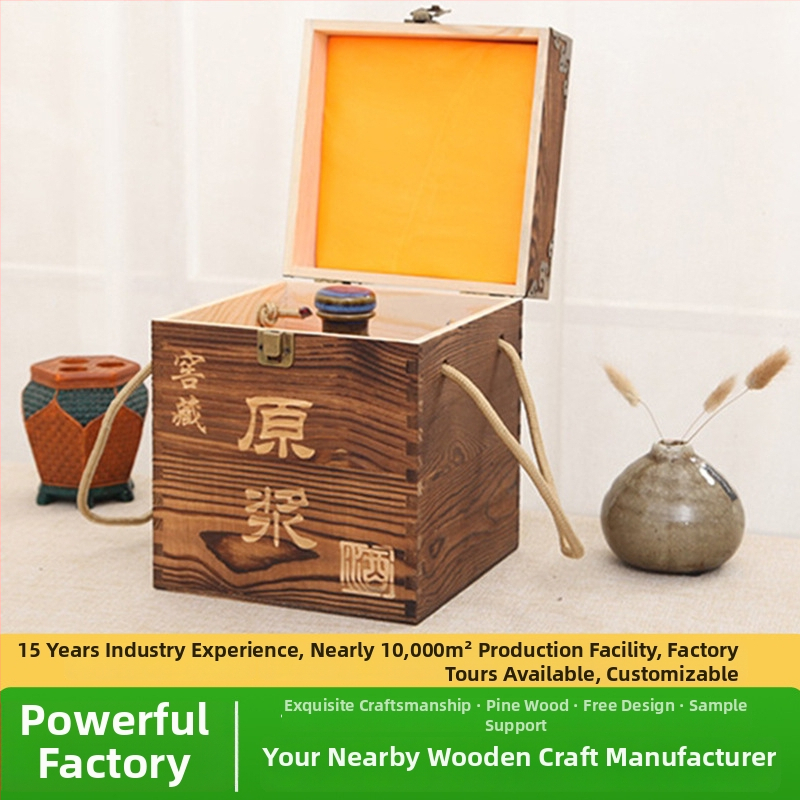 Drevená škatuľka na víno pre dve fľaše, gravírovaná, prírodné drevo, prispôsobiteľná výstelka, model JXQ509