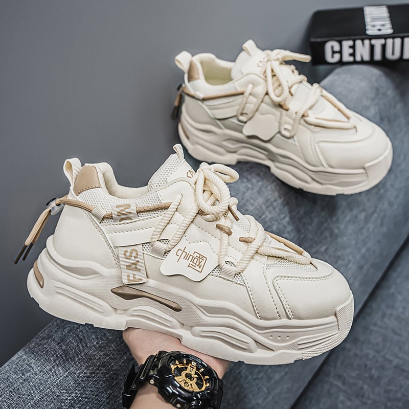 Pantofi sport casual pentru bărbați, cu partea superioară din PU+ plasă respirabilă, talpă din cauciuc antialunecare, materiale rezistente la uzură, șiret frontal, branț EVA