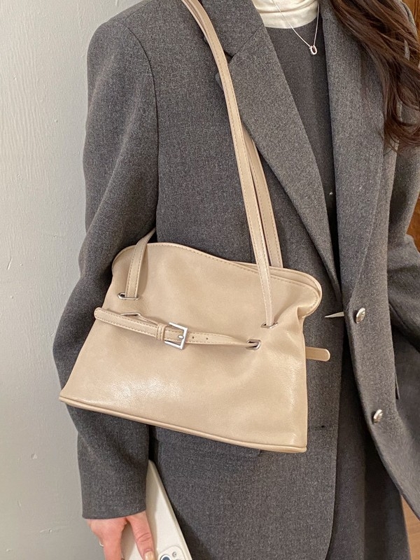 Nova tote torba s plisom u oblaku i remenom, PU koža, gradska dnevna crossbody torba