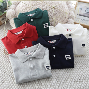 Παιδικό πόλο από βαμβάκι, Unisex, κοντομάνικο, με γιακά που στέκεται, κέντημα, μονόχρωμο, για παιδιά άνω των 8 ετών