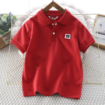 Παιδικό πόλο από βαμβάκι, Unisex, κοντομάνικο, με γιακά που στέκεται, κέντημα, μονόχρωμο, για παιδιά άνω των 8 ετών