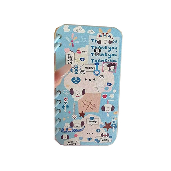 Husă flip din silicon pentru iPhone, design cu cățeluș și ursuleț drăguț, stil notebook, antișoc și protecție la căderi.