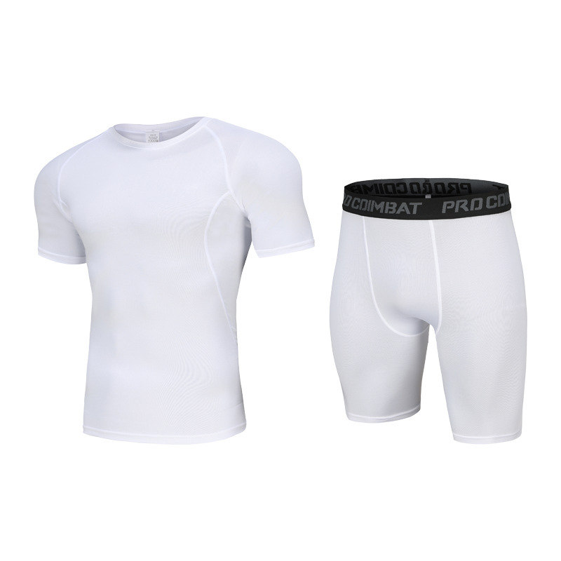 Muški kompresijski set hlača – proljeće/ljeto, brzo sušeće fitness odjeća, tijesan kroj za trčanje i košarku; Milk Silk tkanina, 90% poliester, podstava 10% spandex