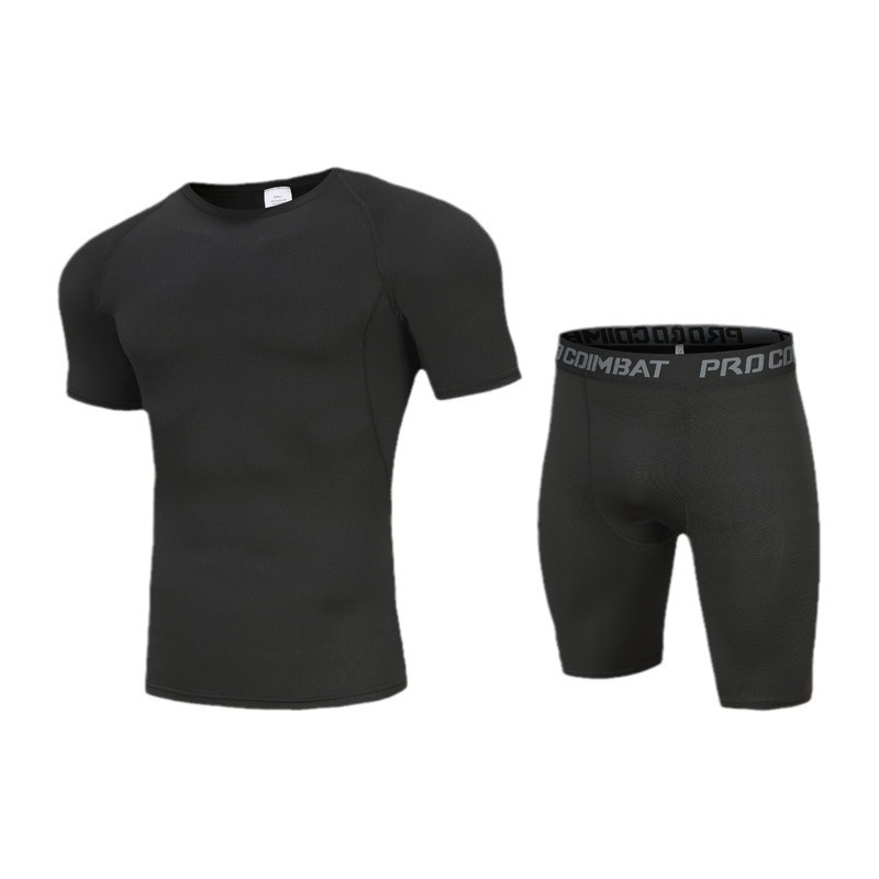 Muški kompresijski set hlača – proljeće/ljeto, brzo sušeće fitness odjeća, tijesan kroj za trčanje i košarku; Milk Silk tkanina, 90% poliester, podstava 10% spandex