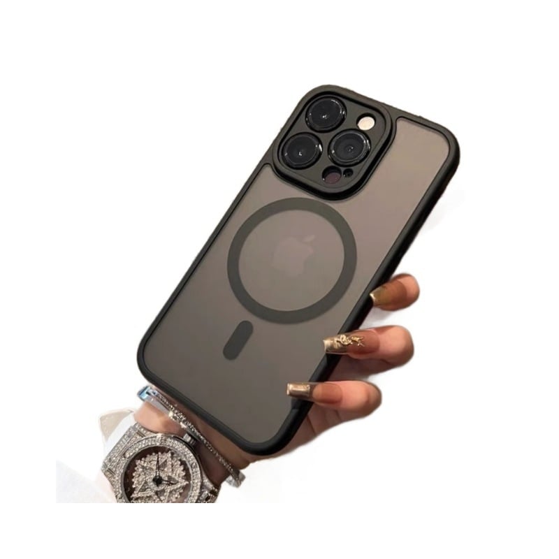 Pouzdro pre iPhone s ochranou objektívu, magnetické uchytenie, odolné voči nárazom, proti otlačkom prstov, materiál: akryl + silikón