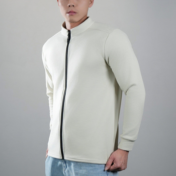 Férfi sportos kabát teljes cipzárral és állógallérral, hosszú ujjú, téli fleece, 95% poliészter LYCRA