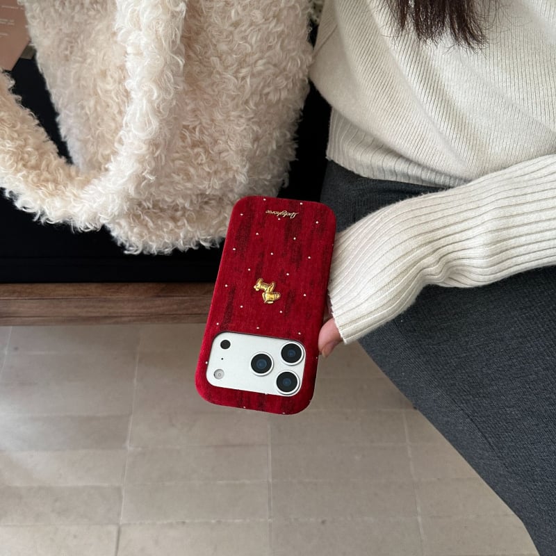 Baršunasto kućište s motivom ponija i crvenog zvjezdastog neba za iPhone 17 Pro i 16 Pro Max, korejskog stila