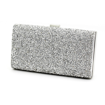 Večernja clutch torba s površinom od svile, otvaranje aluminijskim okvirom, vertikalni kvadratni oblik, unutarnja džep za telefon, podstava od sintetičke kože