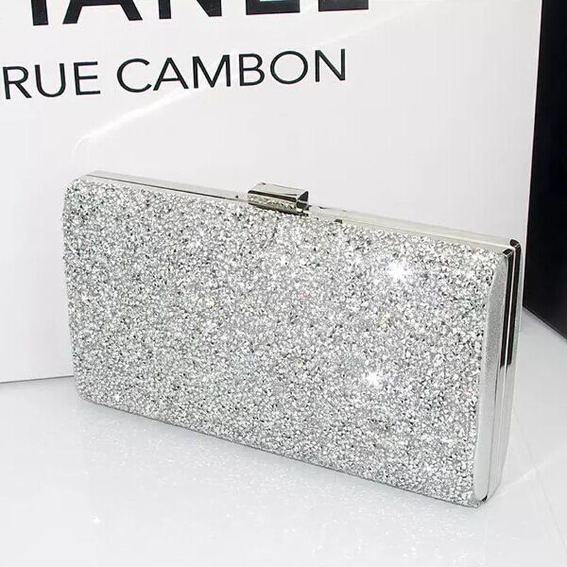 Večernja clutch torba s površinom od svile, otvaranje aluminijskim okvirom, vertikalni kvadratni oblik, unutarnja džep za telefon, podstava od sintetičke kože