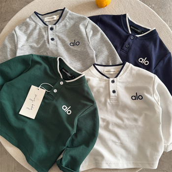 Dječja polo majica s otiskom slova, korejski stil, pamuk, za djecu 3–8 godina