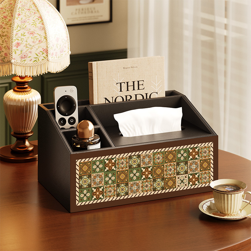 Θήκη αποθήκευσης τηλεχειριστηρίου με καπάκι και διαμερίσματα — ξύλινη κατασκευή από MDF, μοντέρνο μινιμαλιστικό στυλ, διατίθεται εκτύπωση λογοτύπου