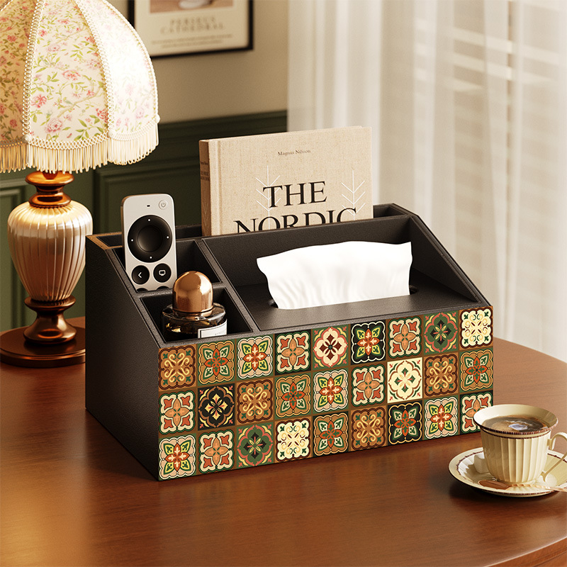 Θήκη αποθήκευσης τηλεχειριστηρίου με καπάκι και διαμερίσματα — ξύλινη κατασκευή από MDF, μοντέρνο μινιμαλιστικό στυλ, διατίθεται εκτύπωση λογοτύπου