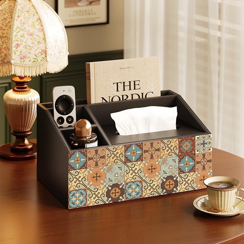 Θήκη αποθήκευσης τηλεχειριστηρίου με καπάκι και διαμερίσματα — ξύλινη κατασκευή από MDF, μοντέρνο μινιμαλιστικό στυλ, διατίθεται εκτύπωση λογοτύπου