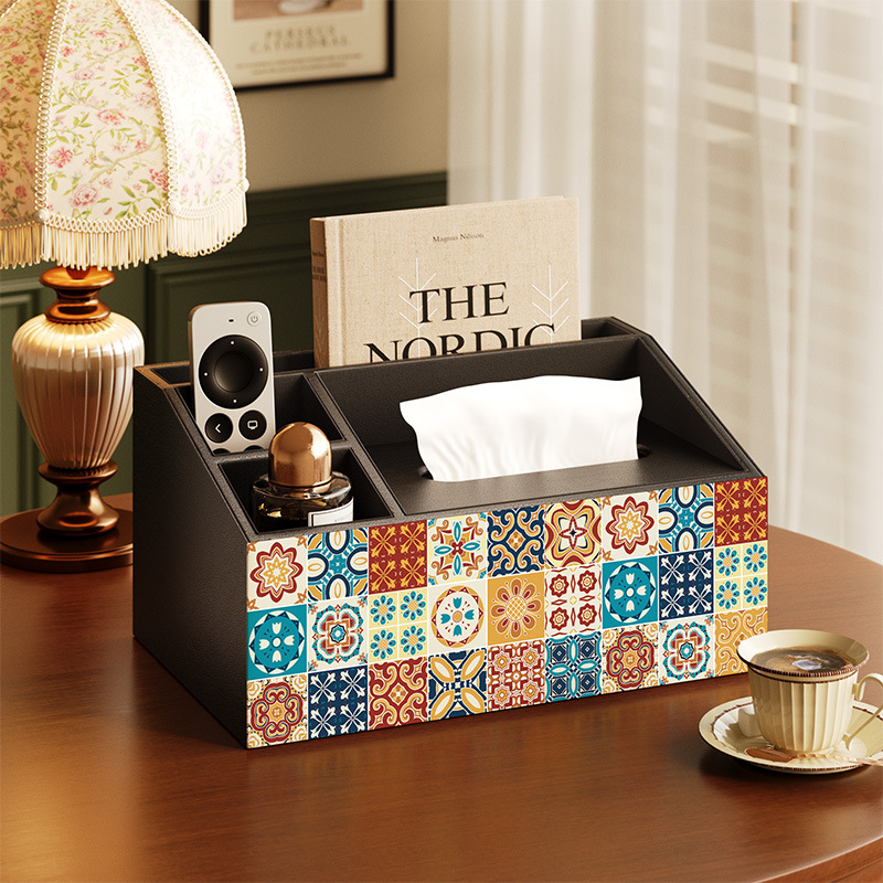 Θήκη αποθήκευσης τηλεχειριστηρίου με καπάκι και διαμερίσματα — ξύλινη κατασκευή από MDF, μοντέρνο μινιμαλιστικό στυλ, διατίθεται εκτύπωση λογοτύπου