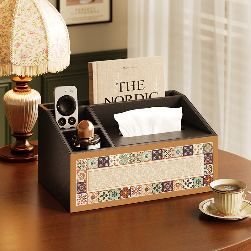 Θήκη αποθήκευσης τηλεχειριστηρίου με καπάκι και διαμερίσματα — ξύλινη κατασκευή από MDF, μοντέρνο μινιμαλιστικό στυλ, διατίθεται εκτύπωση λογοτύπου