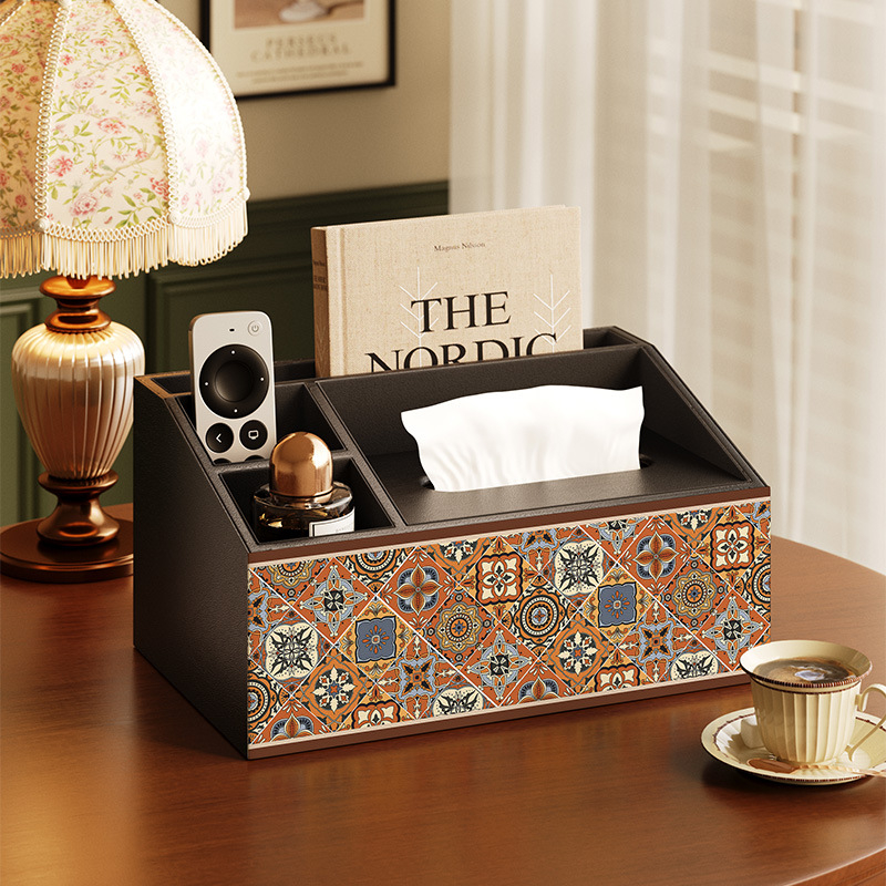 Θήκη αποθήκευσης τηλεχειριστηρίου με καπάκι και διαμερίσματα — ξύλινη κατασκευή από MDF, μοντέρνο μινιμαλιστικό στυλ, διατίθεται εκτύπωση λογοτύπου