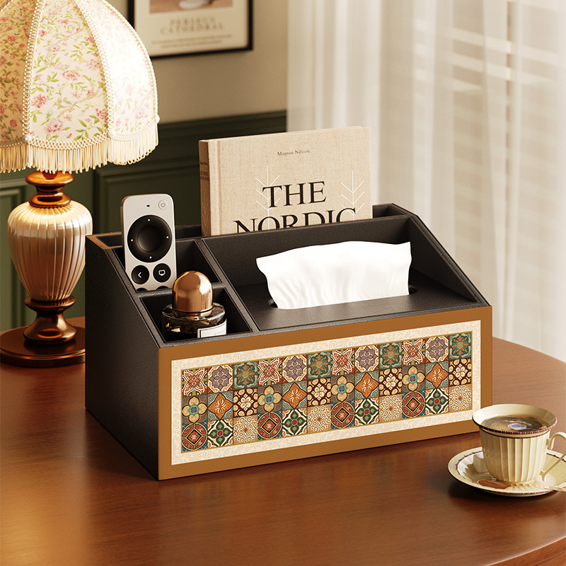 Θήκη αποθήκευσης τηλεχειριστηρίου με καπάκι και διαμερίσματα — ξύλινη κατασκευή από MDF, μοντέρνο μινιμαλιστικό στυλ, διατίθεται εκτύπωση λογοτύπου