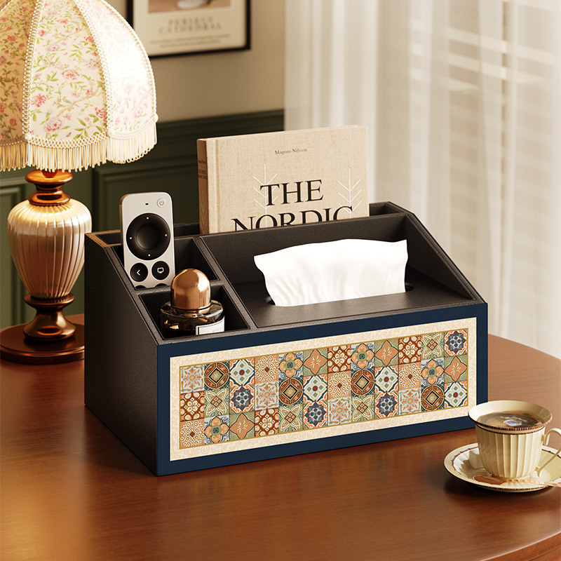 Θήκη αποθήκευσης τηλεχειριστηρίου με καπάκι και διαμερίσματα — ξύλινη κατασκευή από MDF, μοντέρνο μινιμαλιστικό στυλ, διατίθεται εκτύπωση λογοτύπου