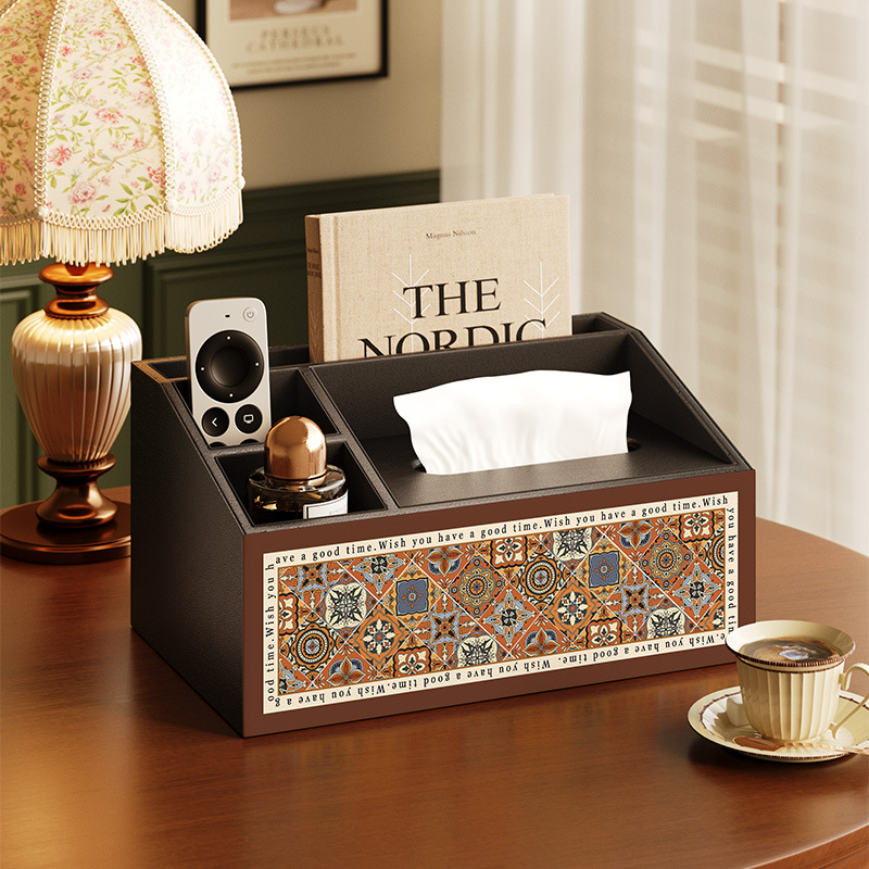 Θήκη αποθήκευσης τηλεχειριστηρίου με καπάκι και διαμερίσματα — ξύλινη κατασκευή από MDF, μοντέρνο μινιμαλιστικό στυλ, διατίθεται εκτύπωση λογοτύπου