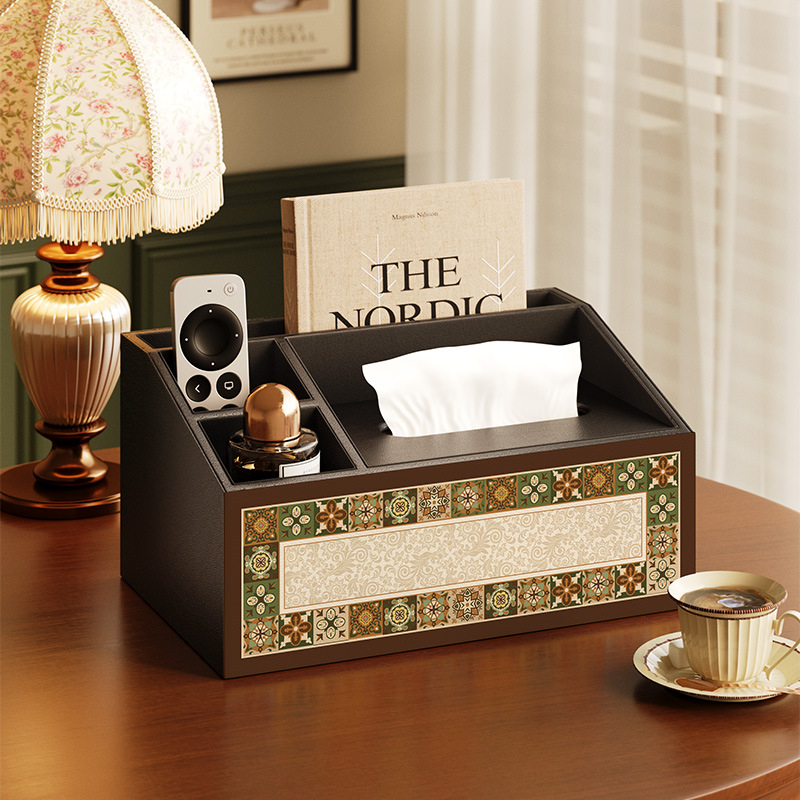 Θήκη αποθήκευσης τηλεχειριστηρίου με καπάκι και διαμερίσματα — ξύλινη κατασκευή από MDF, μοντέρνο μινιμαλιστικό στυλ, διατίθεται εκτύπωση λογοτύπου