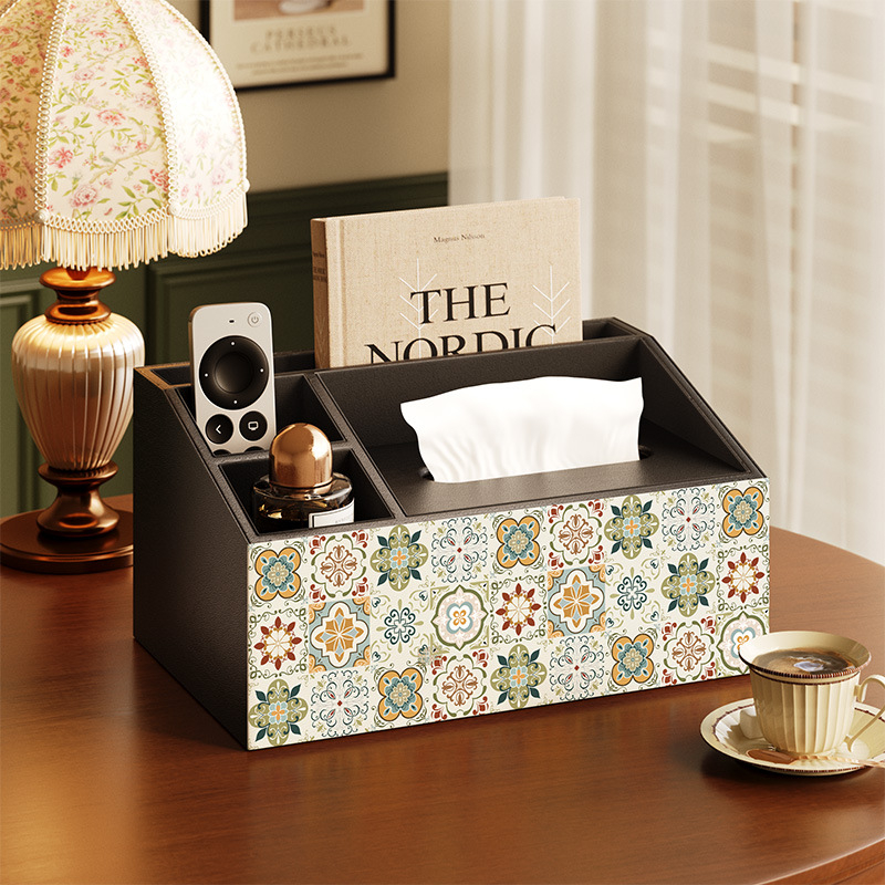 Θήκη αποθήκευσης τηλεχειριστηρίου με καπάκι και διαμερίσματα — ξύλινη κατασκευή από MDF, μοντέρνο μινιμαλιστικό στυλ, διατίθεται εκτύπωση λογοτύπου