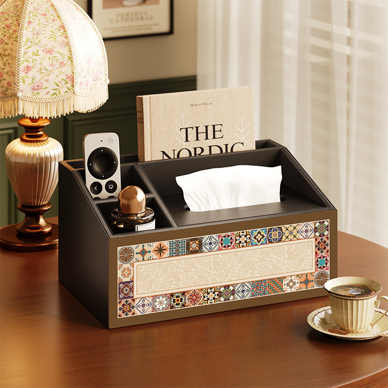 Θήκη αποθήκευσης τηλεχειριστηρίου με καπάκι και διαμερίσματα — ξύλινη κατασκευή από MDF, μοντέρνο μινιμαλιστικό στυλ, διατίθεται εκτύπωση λογοτύπου