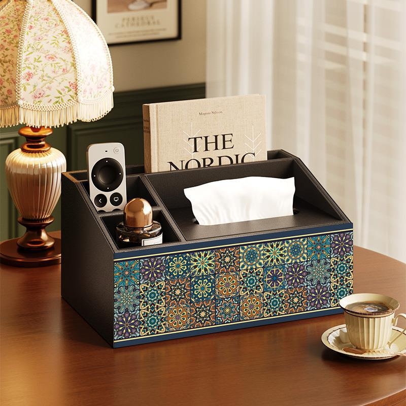 Θήκη αποθήκευσης τηλεχειριστηρίου με καπάκι και διαμερίσματα — ξύλινη κατασκευή από MDF, μοντέρνο μινιμαλιστικό στυλ, διατίθεται εκτύπωση λογοτύπου