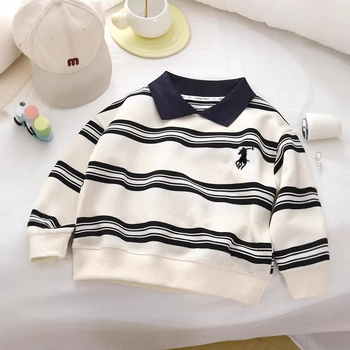 Polo majica za djecu s prugama, pamuk, korejski stil, uzrast 3-8 godina