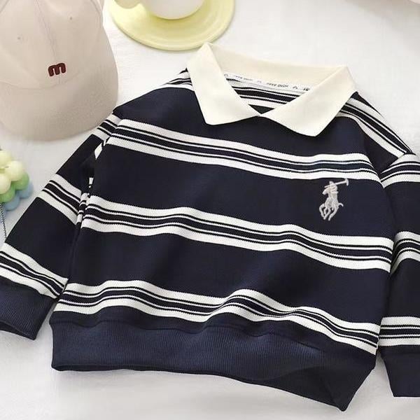 Polo majica za djecu s prugama, pamuk, korejski stil, uzrast 3-8 godina
