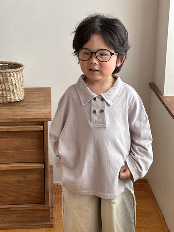 Детска поло риза, корейски стил, трикотажна материя, за деца на възраст 3–8 години, пролет 2025