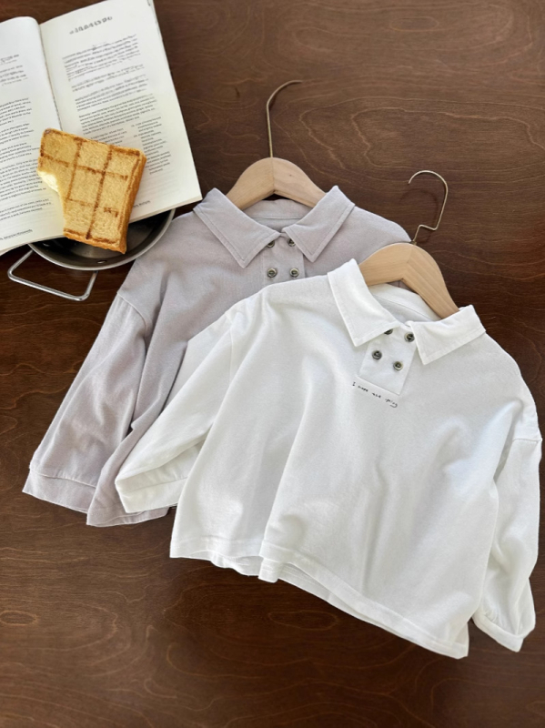 Детска поло риза, корейски стил, трикотажна материя, за деца на възраст 3–8 години, пролет 2025