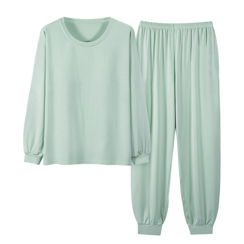 Ženski modalni pidžama set s jastučićem za grudi, dugi rukavi, okrugli izrez, tanko vlakno