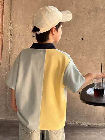 Polo majica za dječake, korejski stil, kratki rukavi, vez na piqué pamuku, za djecu 3–8 godina, ljeto 2025